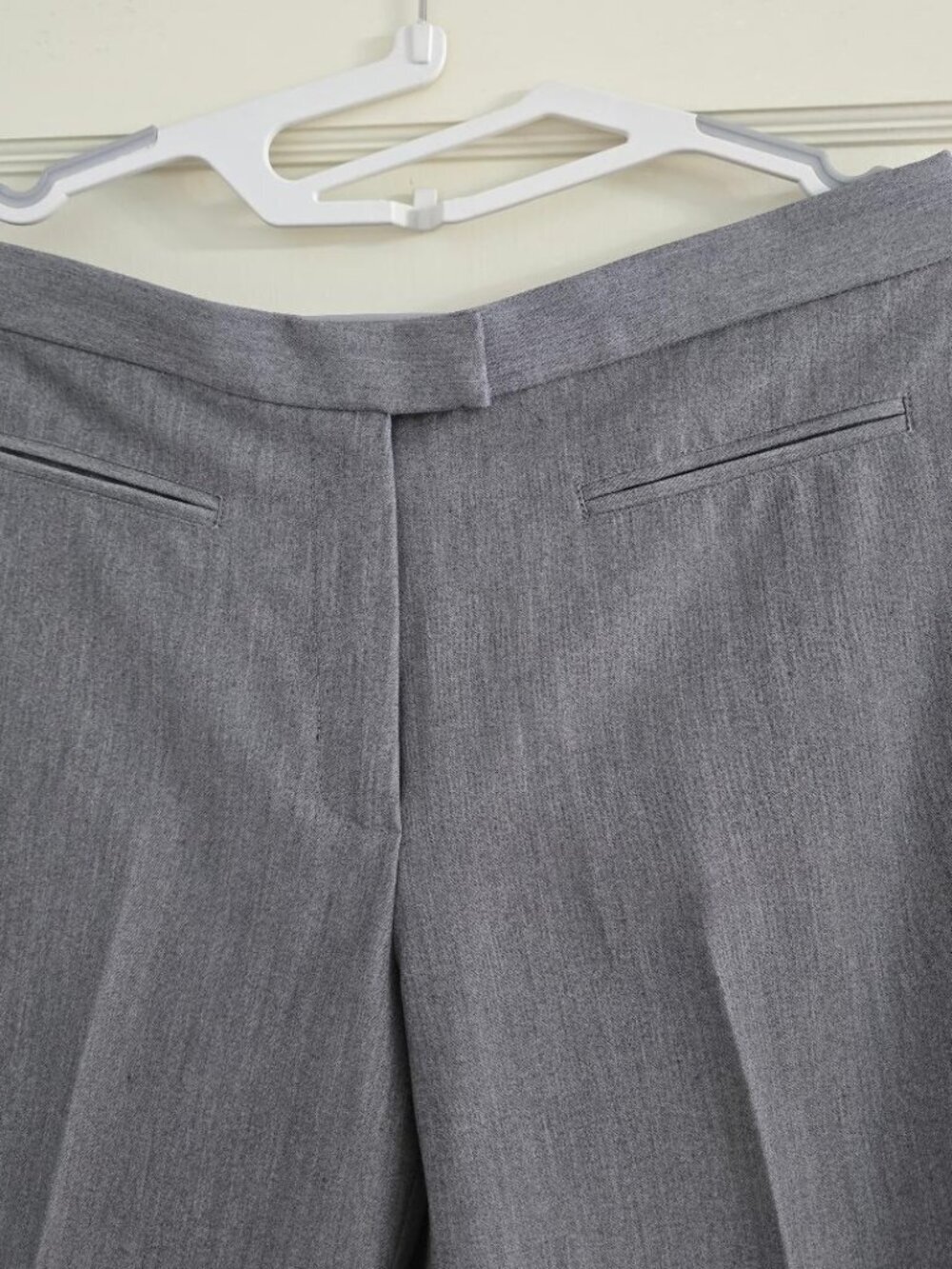 Size 10 Ruby Rd Grey Woman Pants Formal Straight leg front Zipper side elastic